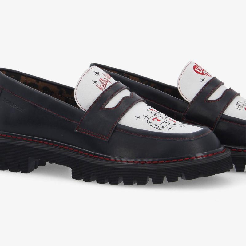 MYSEN LOAFER W - NAPPA/SUEDE - BLACK/WHITE